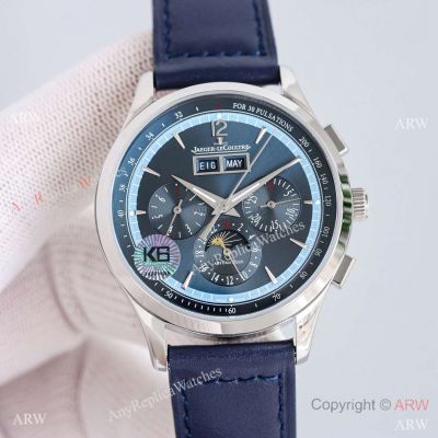 TW Swiss Jaeger-LeCoultre Master Control Chronograph Calendar Caliber 759 Watches Blue Dial
